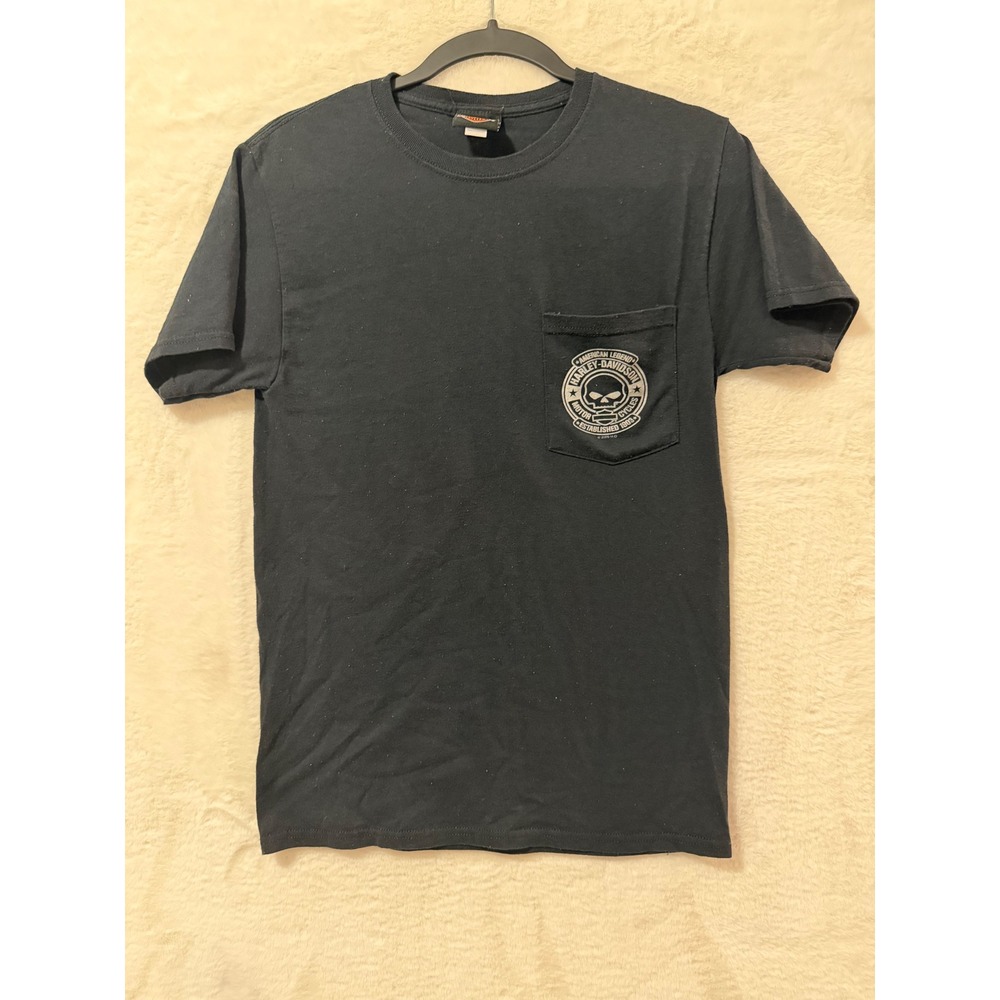 Harley-Davidson Mens Small Black Pocket T-Shirt Berts Barracuda Florida Graphic